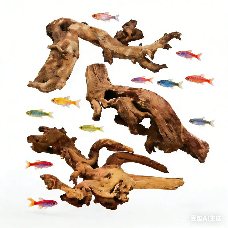 Aquarium Fish Cartoon - Legno Naturale per Decorazione Acquario, Ornamento