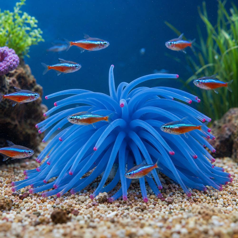 Aquarium Fish Accessories - Ornamento per Acquario in Silicone, Anemone