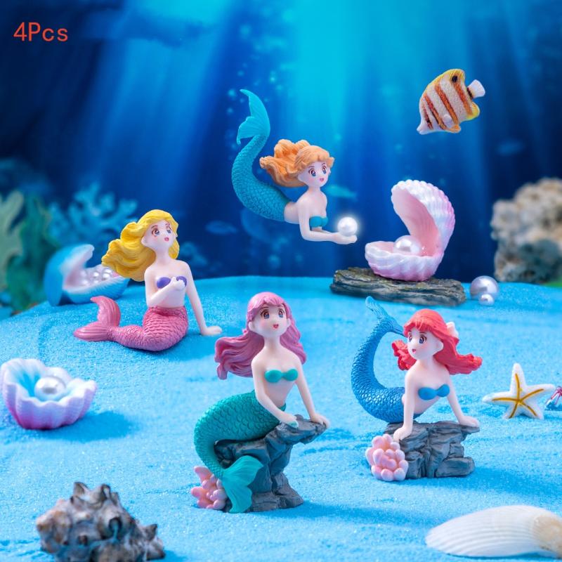 Aquarium Fish Cartoon - Set di 4 Ornamenti in Plastica